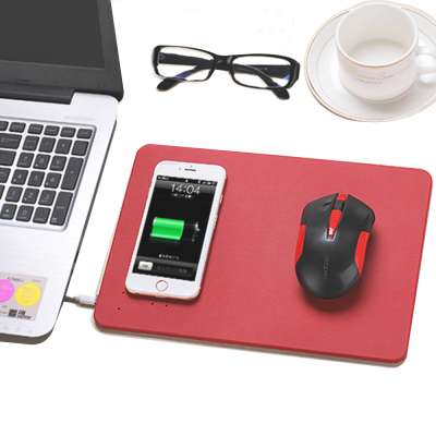 amazon best sellers PU Leather mouse pad with wireless charger mat for laptop